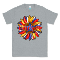 Heather Grey america with american flag colors and sunflower with star Classic Tee - Artiststas