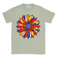 Matcha america with american flag colors and sunflower with star Classic Tee - Artiststas