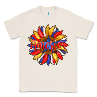 Natural america with american flag colors and sunflower with star Classic Tee - Artiststas