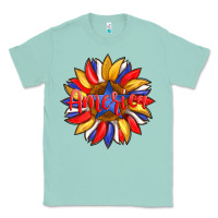 Seafoam america with american flag colors and sunflower with star Classic Tee - Artiststas
