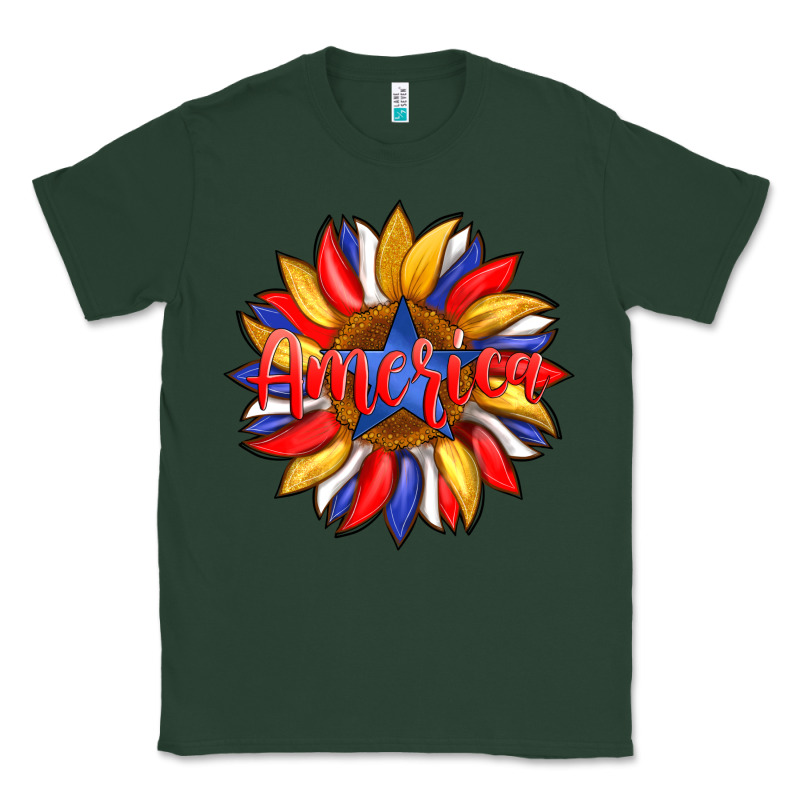 America With American Flag Colors And Sunflower With Star Classic Tee by Artiststas | Teevron