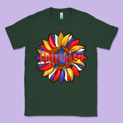 America With American Flag Colors And Sunflower With Star Classic Tee Designed By Artiststas