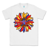 White america with american flag colors and sunflower with star Classic Tee - Artiststas