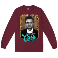 Burgundy johnny cash Long Sleeve Tee - AdoDesignShop