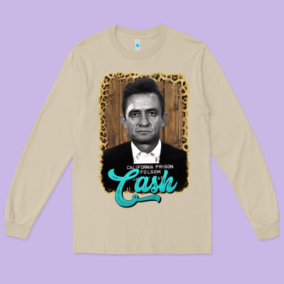 Johnny Cash Long Sleeve Tee Designed By Adodesignshop