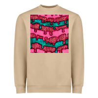 Mushroom valentines day leopard and turquoise gemstone seamless pattern Heavyweight Sweatshirt - BundleAndBundleShop
