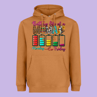 Battery Life Of A Mama Heavyweight Hoodie Designed By Bundleandbundleshop