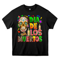 Black Dia de los muertos Heavy Core Tee - RanaPortraitStore