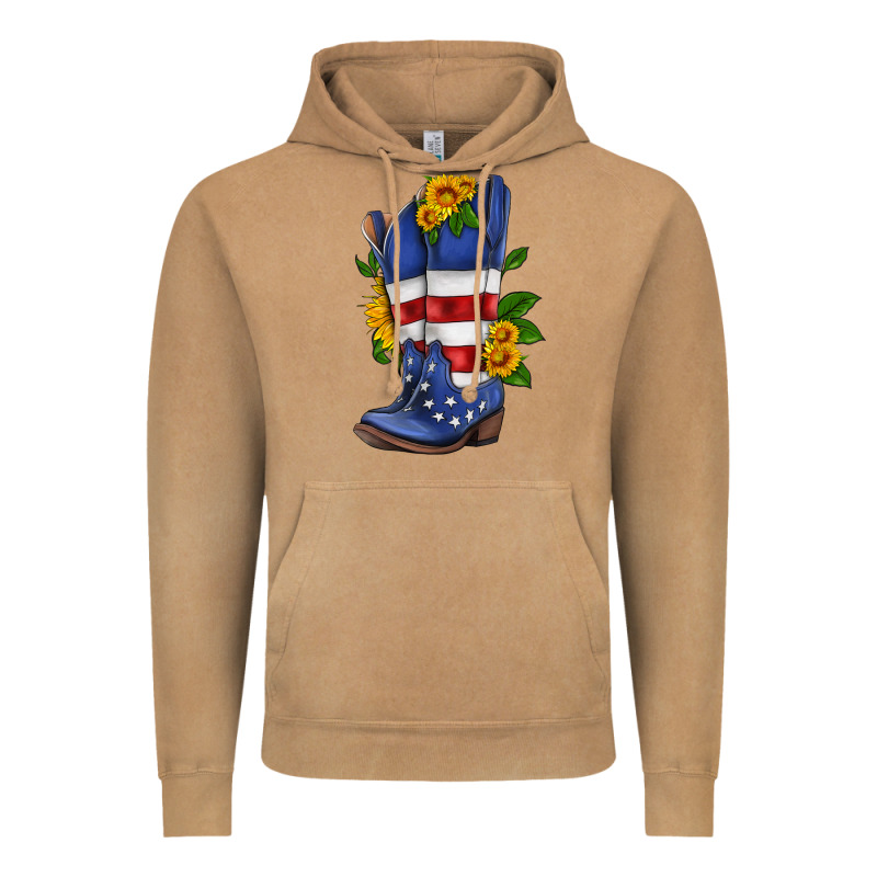American Cowboy Boot With Sunflower Vintage Hoodie by HRA Design Shop | Teevron