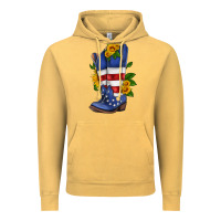 Vintage Mustard american cowboy boot with sunflower Vintage Hoodie - HRA Design Shop
