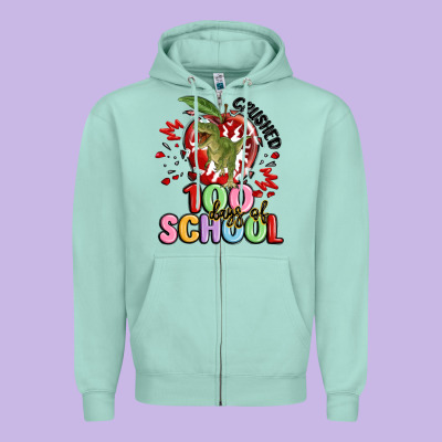 Crushed 100 Days Of School Zipper Hoodie Designed By Maliassmallbusiness