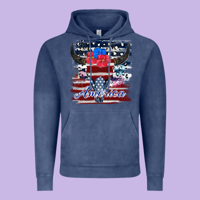 Bull Skull America Vintage Hoodie Designed By Jahusdesignshop