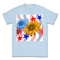 Dusty Blue patriotic sunflowers Classic Tee - BundleAndBundleShop