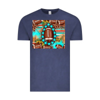Vintage Denim football leopard turquoise gemstone sunflower Vintage Tee - JahusDesignShop