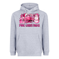 Heather Grey Pink Christmas Truck Heavyweight Hoodie - BundleAndBundleShop