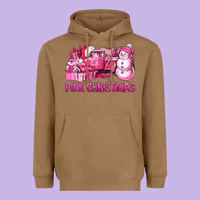 Pink Christmas Truck Heavyweight Hoodie Designed By Bundleandbundleshop