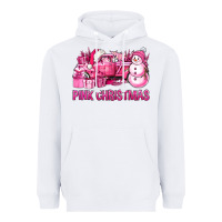 White Pink Christmas Truck Heavyweight Hoodie - BundleAndBundleShop