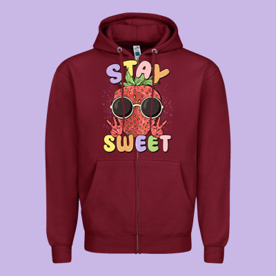 Stay Sweet Zipper Hoodie Designed By Maliassmallbusiness