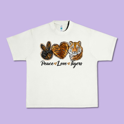 Peace Love Tigers Head Urban Heavy Tee Designed By Jahusdesignshop