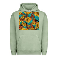 Pigment Oil Green rustic sunflowers Urban Hoodie - TumblerDesignByShophia