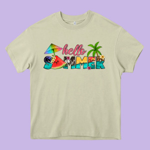 Hello Summer Heavy Core Tee Designed By Artiststas