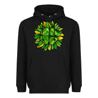 Black St. Patricks Sunflower With Clover Heavyweight Hoodie - BundleAndBundleShop