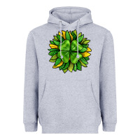 Heather Grey St. Patricks Sunflower With Clover Heavyweight Hoodie - BundleAndBundleShop