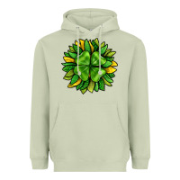 Matcha St. Patricks Sunflower With Clover Heavyweight Hoodie - BundleAndBundleShop