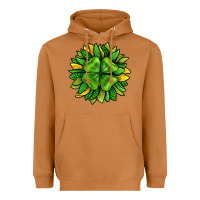 Meerkat St. Patricks Sunflower With Clover Heavyweight Hoodie - BundleAndBundleShop
