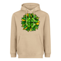 Mushroom St. Patricks Sunflower With Clover Heavyweight Hoodie - BundleAndBundleShop