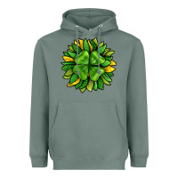 Sage St. Patricks Sunflower With Clover Heavyweight Hoodie - BundleAndBundleShop
