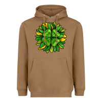 Toasted Coconut St. Patricks Sunflower With Clover Heavyweight Hoodie - BundleAndBundleShop