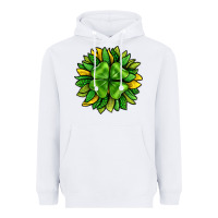 White St. Patricks Sunflower With Clover Heavyweight Hoodie - BundleAndBundleShop