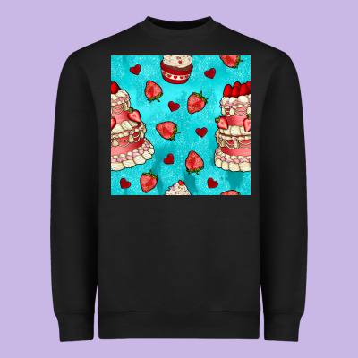 Valentines Day Cake And Strawberries Seamless Pattern Heavyweight Sweatshirt Designed By Bundleandbundleshop