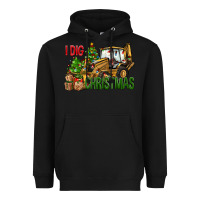 Black I Dig Christmas Backhoe Loader Heavyweight Hoodie - BundleAndBundleShop