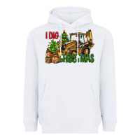 White I Dig Christmas Backhoe Loader Heavyweight Hoodie - BundleAndBundleShop