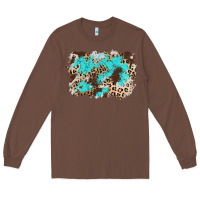 Chestnut cowhide leopard turquoise background Long Sleeve Tee - AdoDesignShop
