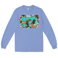 Colony Blue cowhide leopard turquoise background Long Sleeve Tee - AdoDesignShop