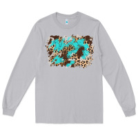 Moon Dust cowhide leopard turquoise background Long Sleeve Tee - AdoDesignShop