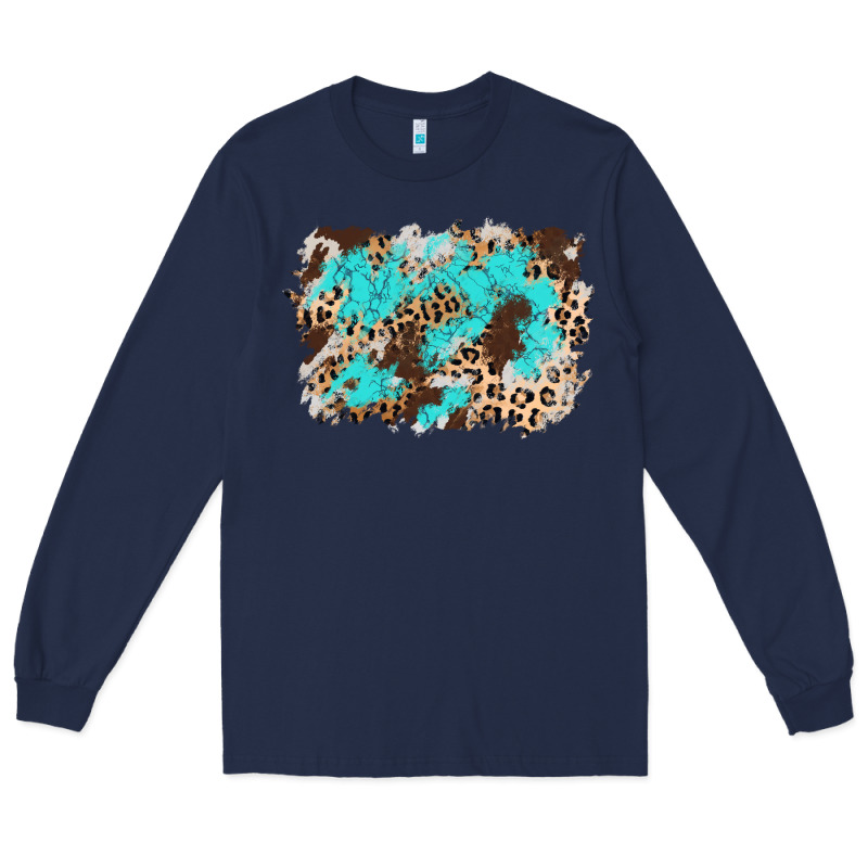 Cowhide Leopard Turquoise Background Long Sleeve Tee by AdoDesignShop | Teevron