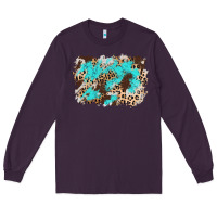 Plum cowhide leopard turquoise background Long Sleeve Tee - AdoDesignShop