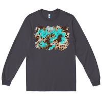 Smoke cowhide leopard turquoise background Long Sleeve Tee - AdoDesignShop