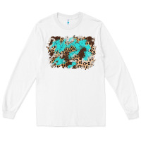 White cowhide leopard turquoise background Long Sleeve Tee - AdoDesignShop
