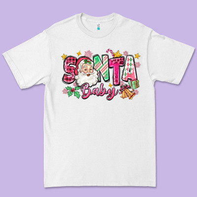 Pink Santa Baby Christmas Premium Tee Designed By Zillion Design Studio