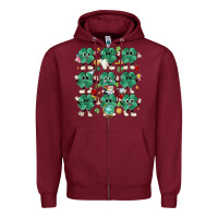 Burgundy teacher st patrick day clovers Zipper Hoodie - MaliasSmallBusiness