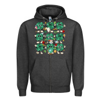 Charcoal Heather teacher st patrick day clovers Zipper Hoodie - MaliasSmallBusiness
