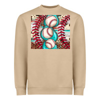 Baseball Leopard Cowhide Turquoise Heavyweight Sweatshirt | Teevron