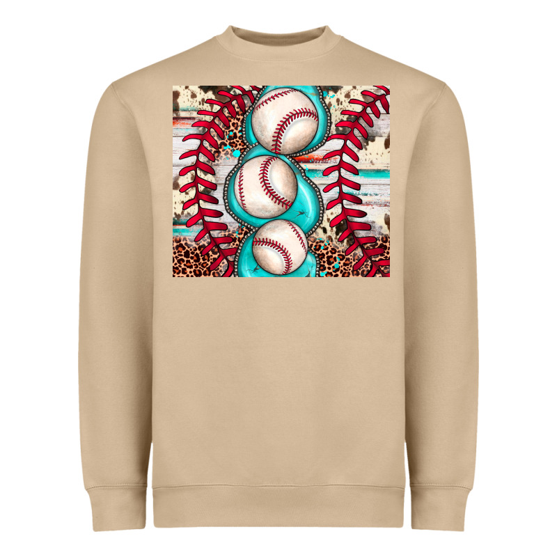 Baseball Leopard Cowhide Turquoise Heavyweight Sweatshirt by JahusDesignShop | Teevron