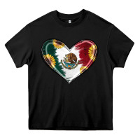 Black Sunflower Mexican Flag Heart Heavy Core Tee - RanaPortraitStore
