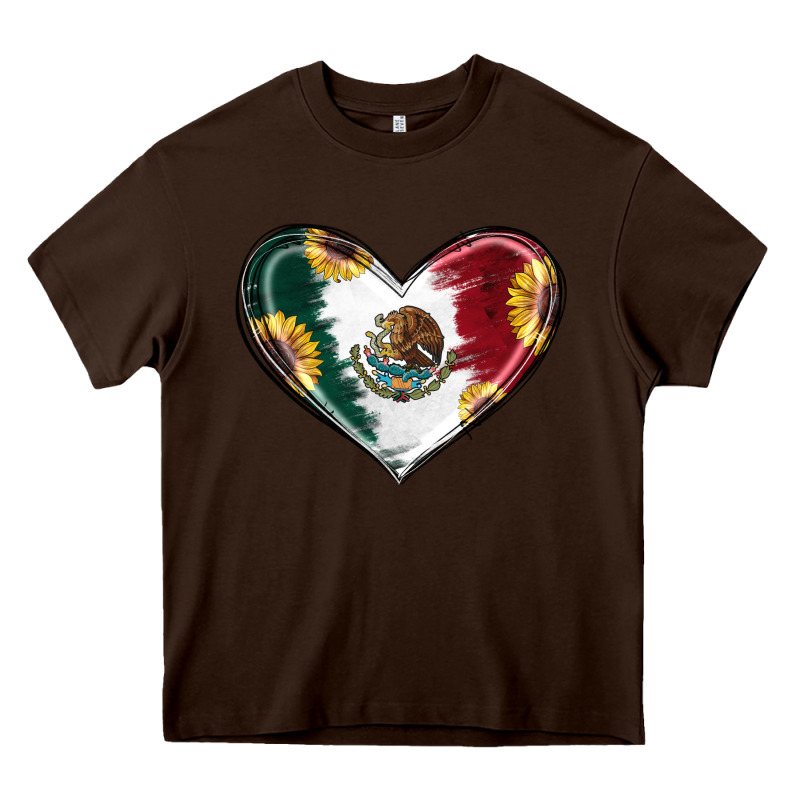 Sunflower Mexican Flag Heart Heavy Core Tee by RanaPortraitStore | Teevron